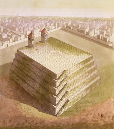 A Teocalli no México (gravura a cores) de Paolo Fumagalli